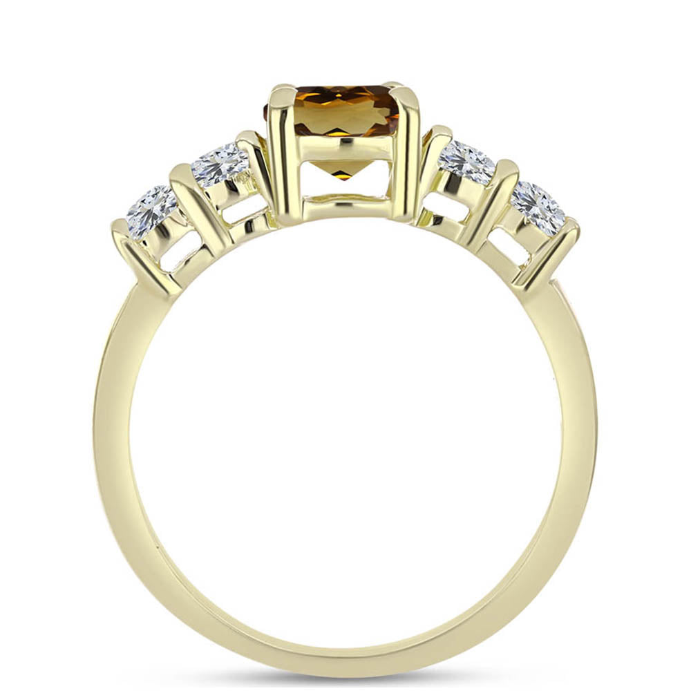 Inel din Argint 925 Placat cu Aur ( 2.14 grame ) cu Cuarț Coniac și Topaz Alb 1.61 Carate 2 