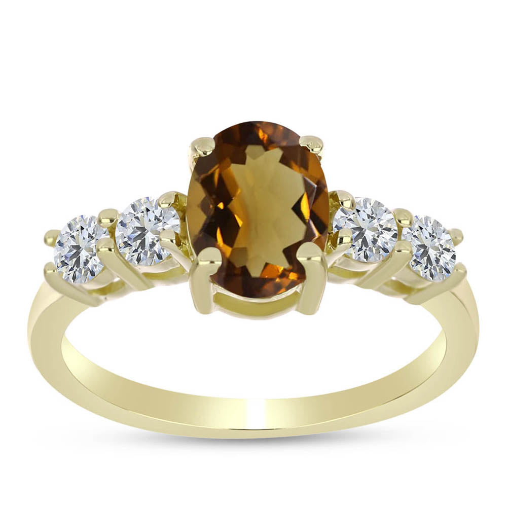 Inel din Argint 925 Placat cu Aur ( 2.14 grame ) cu Cuarț Coniac și Topaz Alb 1.61 Carate 3 