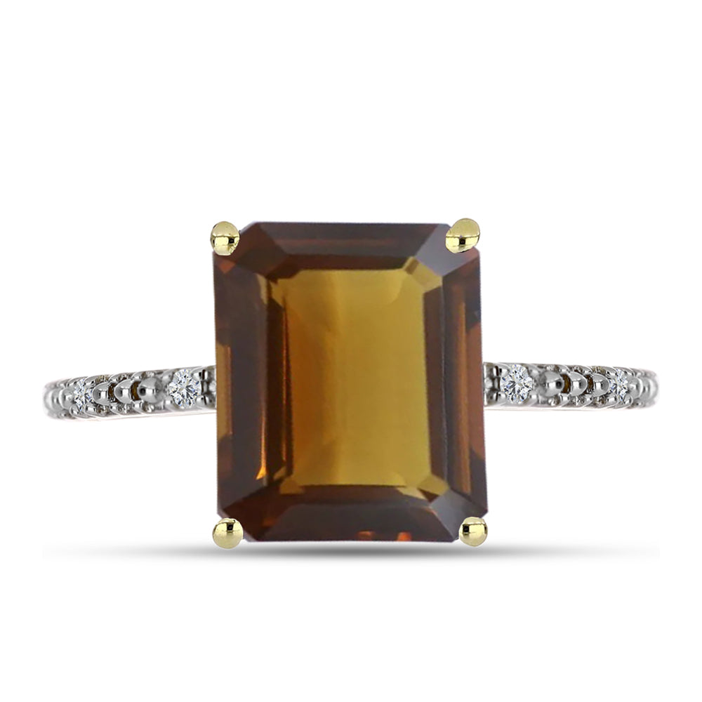 Inel din Argint 925 Placat cu Aur ( 2.42 grame ) cu Cuarț Coniac și Topaz Alb 5.44 Carate 1 
