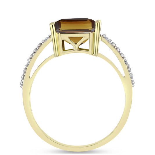 Inel din Argint 925 Placat cu Aur ( 2.42 grame ) cu Cuarț Coniac și Topaz Alb 5.44 Carate