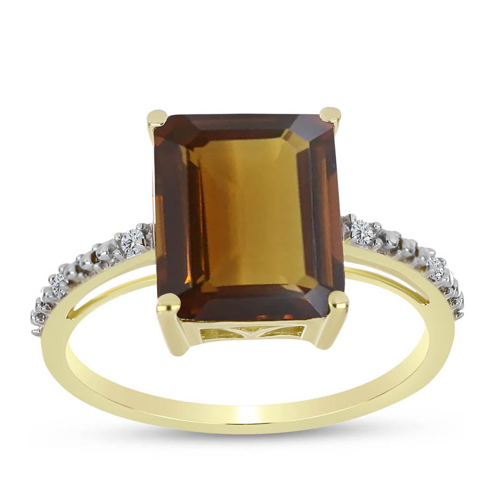 Inel din Argint 925 Placat cu Aur ( 2.42 grame ) cu Cuarț Coniac și Topaz Alb 5.44 Carate