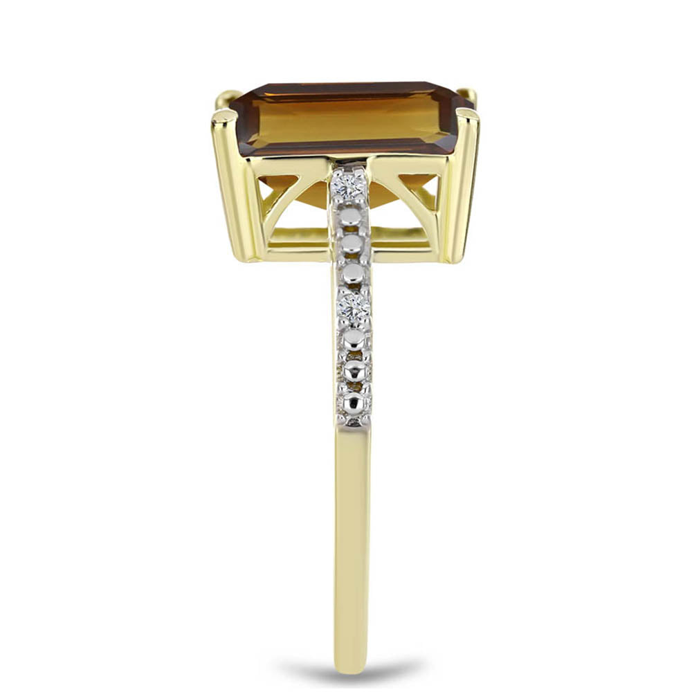 Inel din Argint 925 Placat cu Aur ( 2.42 grame ) cu Cuarț Coniac și Topaz Alb 5.44 Carate 4 