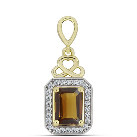 Pandantiv din Argint 925 Placat cu Aur ( 2 grame ) cu Cuarț Coniac și Topaz Alb 1.68 Carate