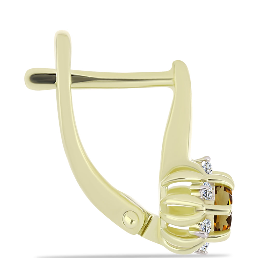 Cercei din Argint 925 Placat cu Aur ( 2.69 grame ) cu Cuarț Coniac și Topaz Alb 0.64 Carate