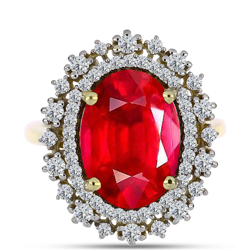 Inel din Argint 925 Placat cu Aur ( 4.53 grame ) cu Agat Roșu și Topaz Alb 6.08 Carate 1 
