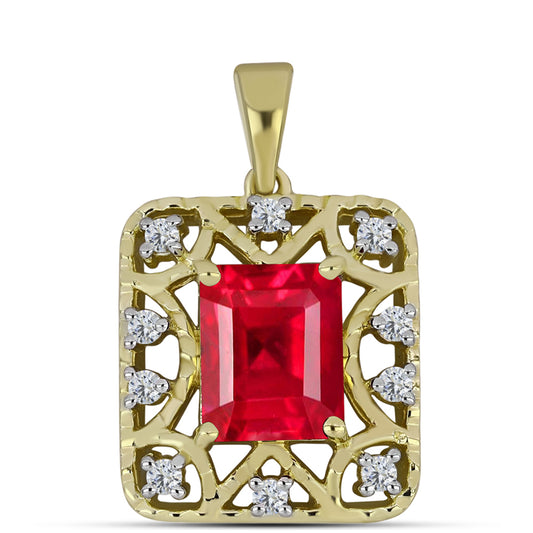 Pandantiv din Argint 925 Placat cu Aur ( 3.45 grame ) cu Agat Roșu și Topaz Alb 3.34 Carate