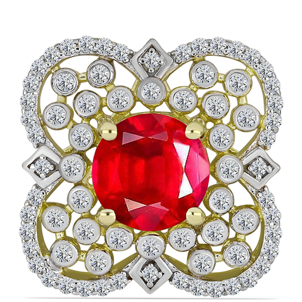 Pandantiv din Argint 925 Placat cu Aur ( 2.63 grame ) cu Agat Roșu și Topaz Alb 2.25 Carate 1 