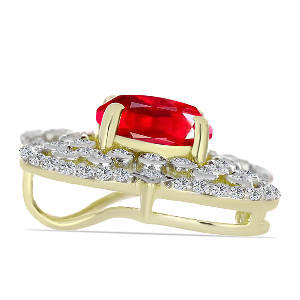Pandantiv din Argint 925 Placat cu Aur ( 2.63 grame ) cu Agat Roșu și Topaz Alb 2.25 Carate 2 