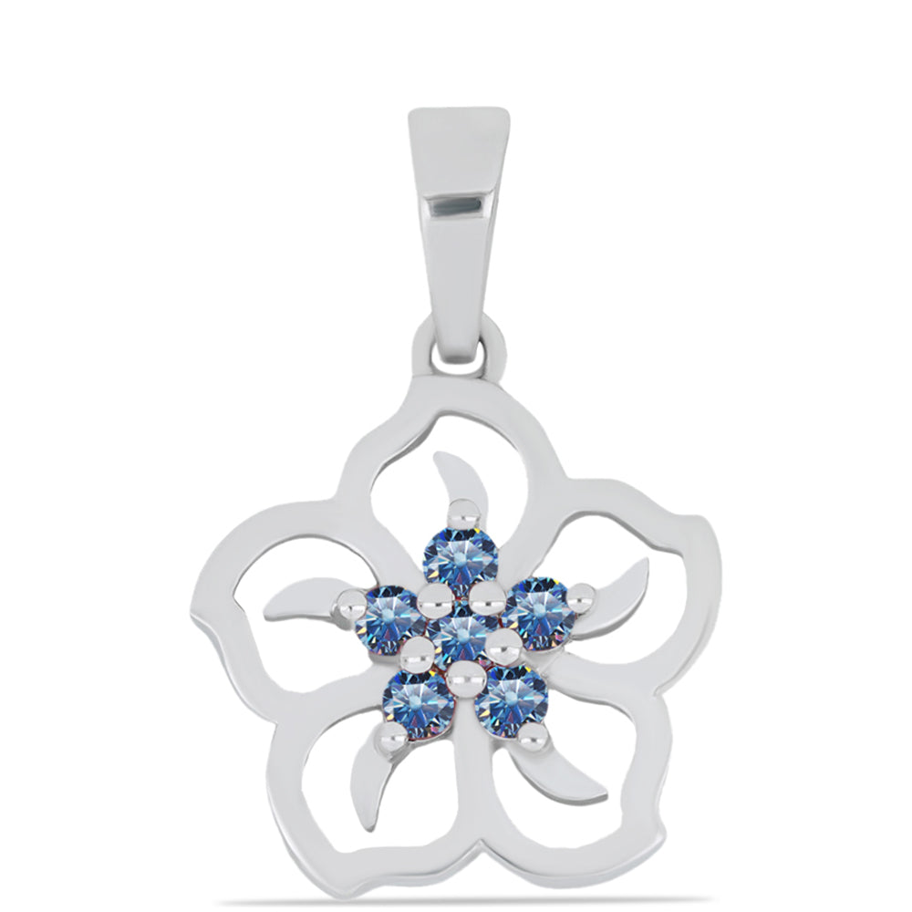 Pandantiv din Argint 925 ( 1.64 grame ) cu Moissanite Albastru Oceanic 0.19 Carate 1 