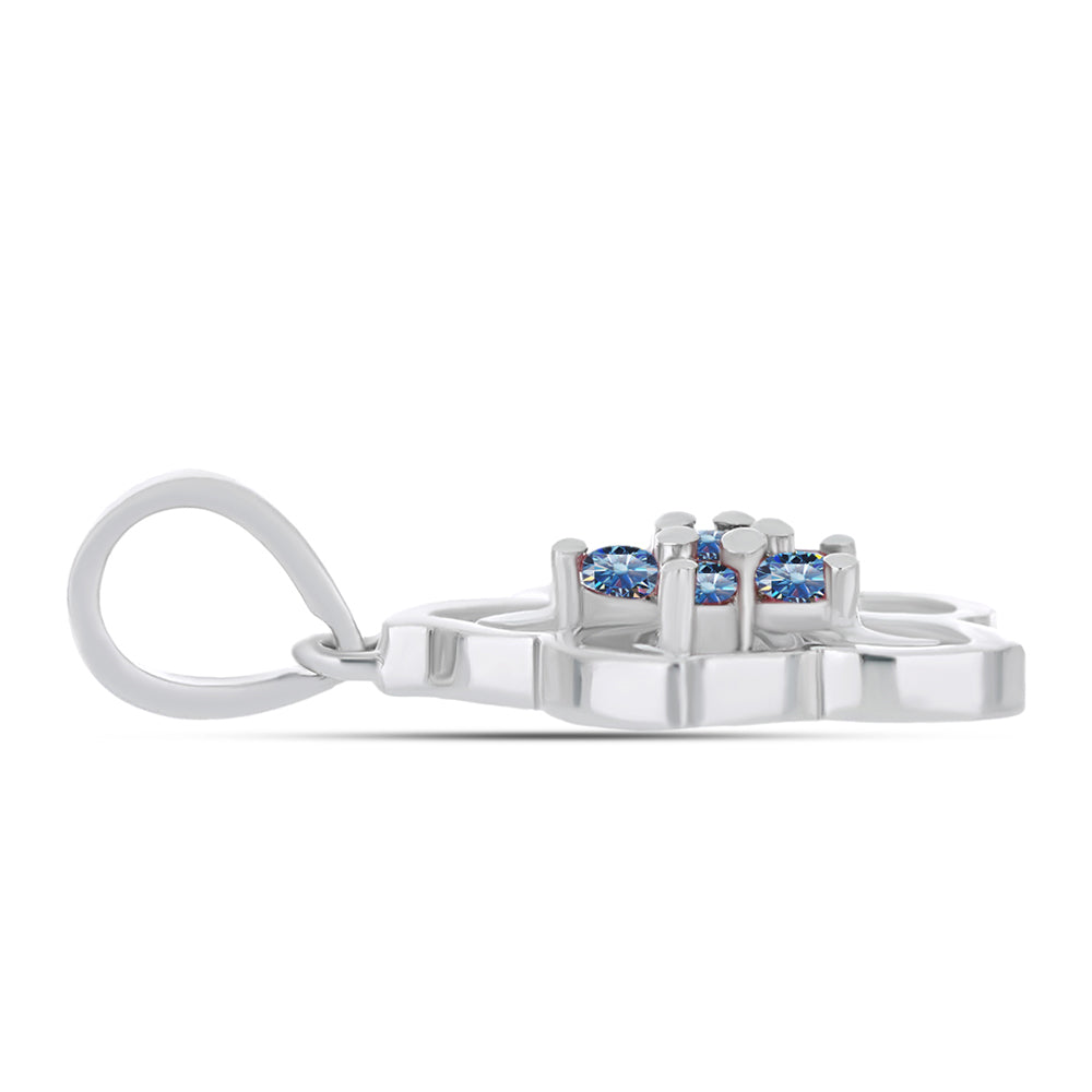 Pandantiv din Argint 925 ( 1.64 grame ) cu Moissanite Albastru Oceanic 0.19 Carate 2 