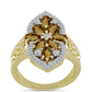 Inel din Argint 925 Placat cu Aur ( 4.54 grame ) cu Cuarț Coniac și Topaz Alb 1.98 Carate