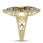 Inel din Argint 925 Placat cu Aur ( 4.54 grame ) cu Cuarț Coniac și Topaz Alb 1.98 Carate