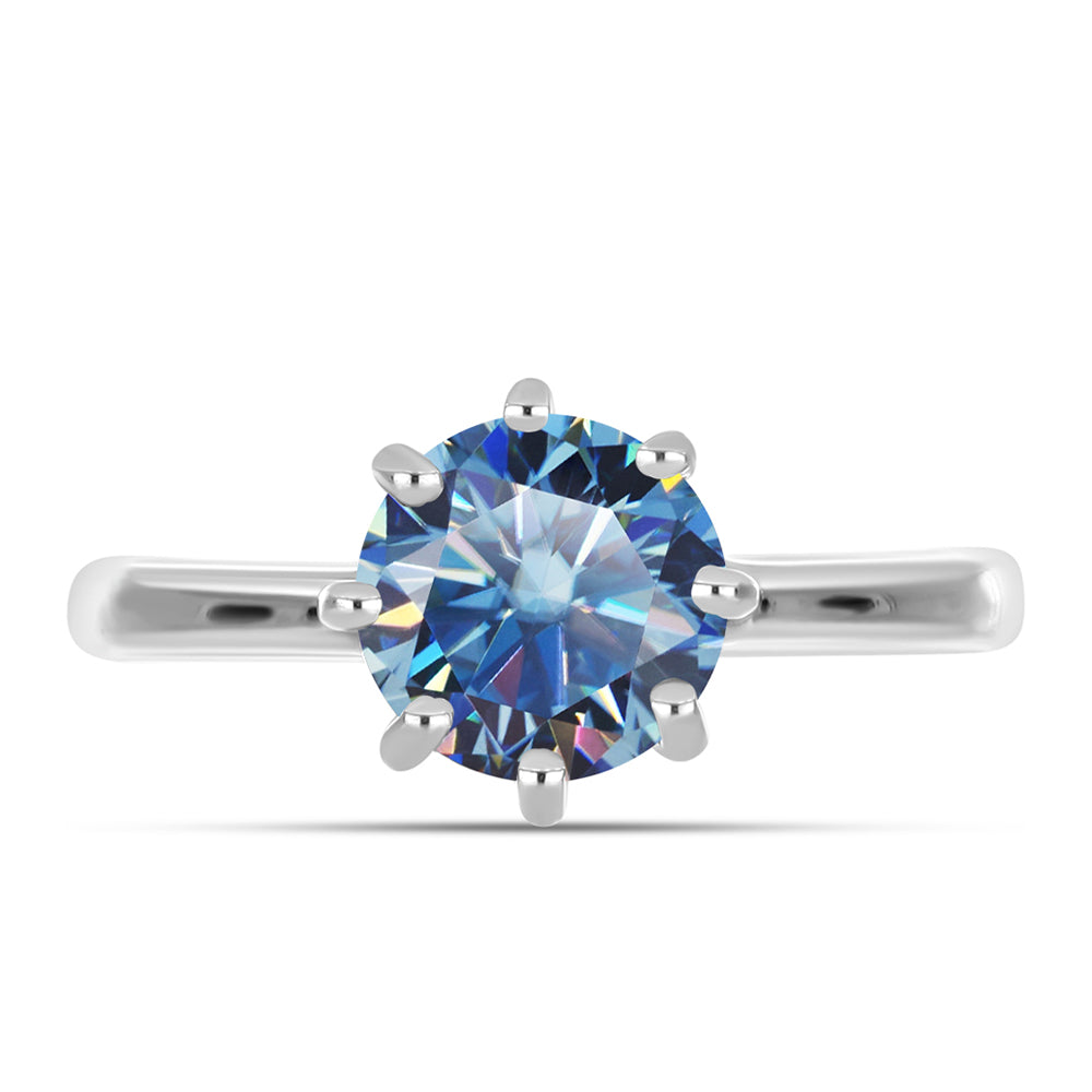 Inel din Argint 925 ( 2.15 grame ) cu Moissanite Albastru Oceanic 1.49 Carate 1 