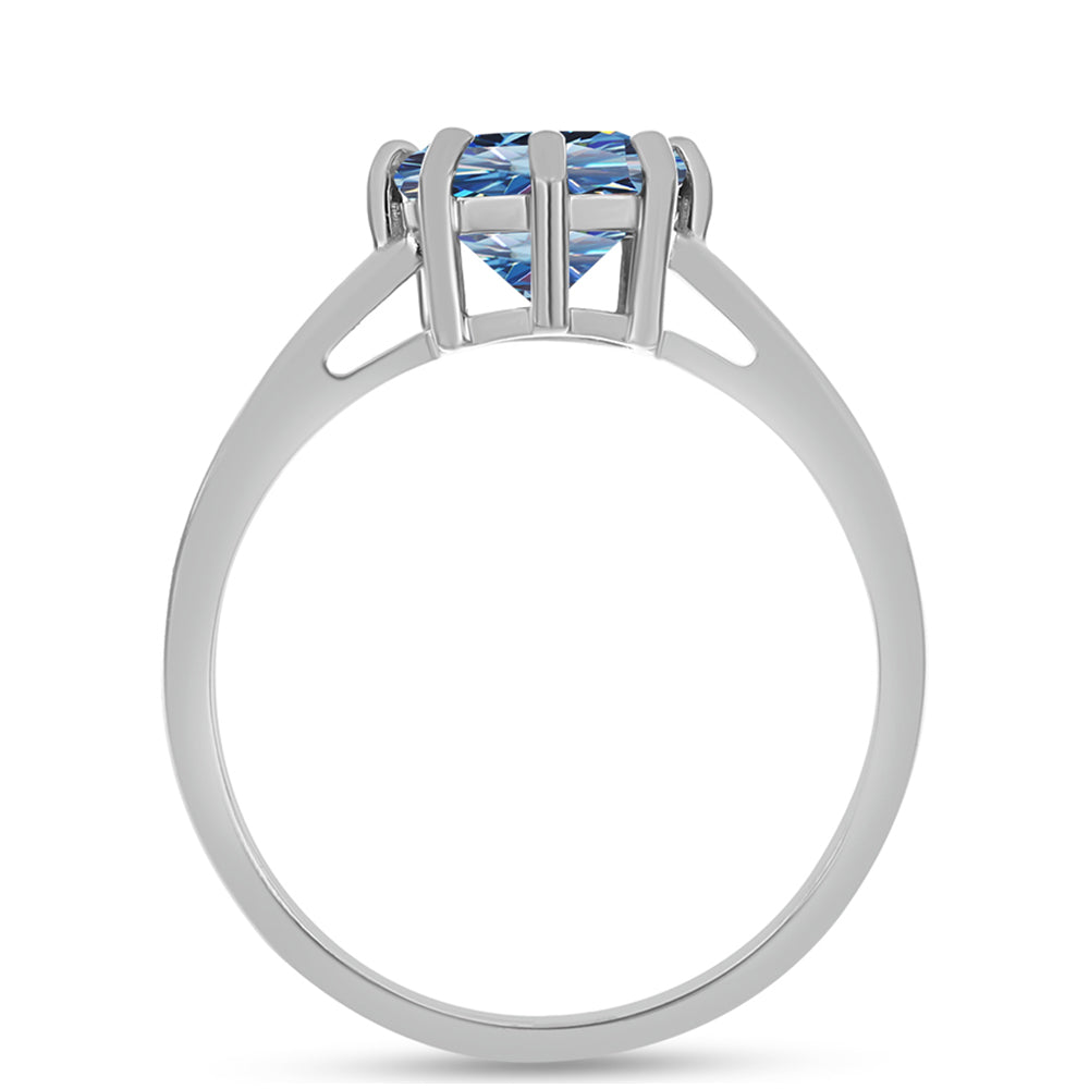 Inel din Argint 925 ( 2.15 grame ) cu Moissanite Albastru Oceanic 1.49 Carate 2 