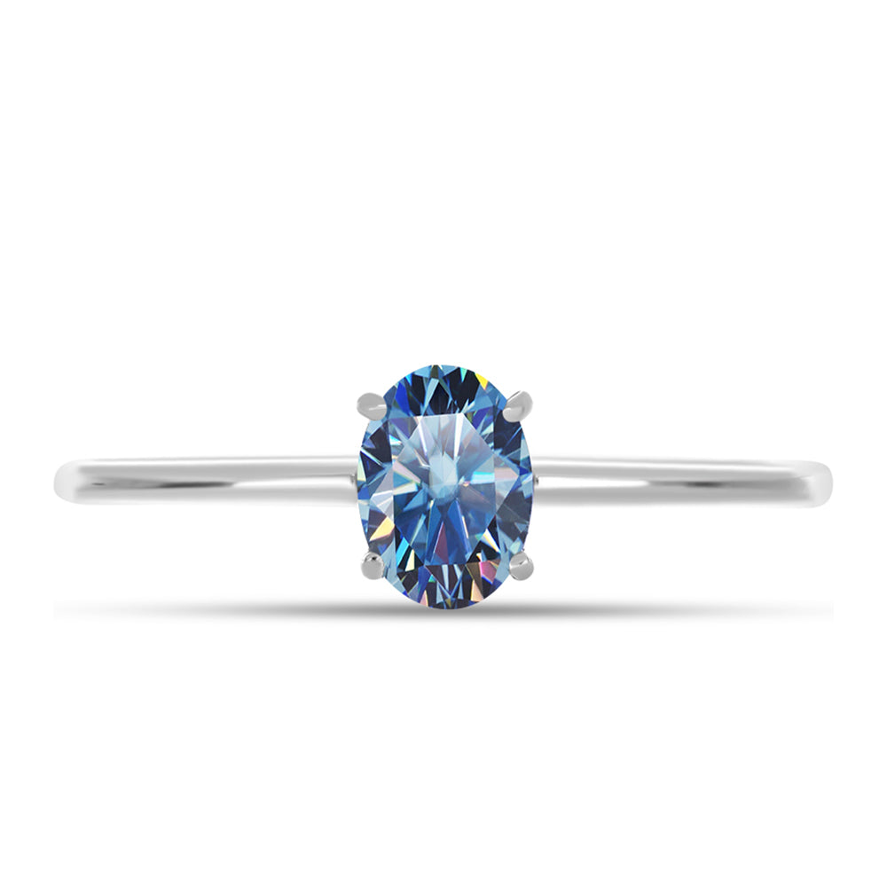 Inel din Argint 925 ( 1.55 grame ) cu Moissanite Albastru Oceanic 0.9 Carate