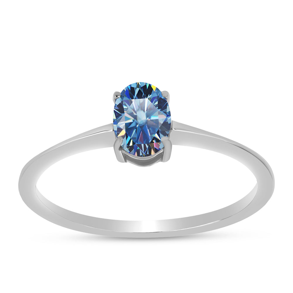 Inel din Argint 925 ( 1.55 grame ) cu Moissanite Albastru Oceanic 0.9 Carate 3 