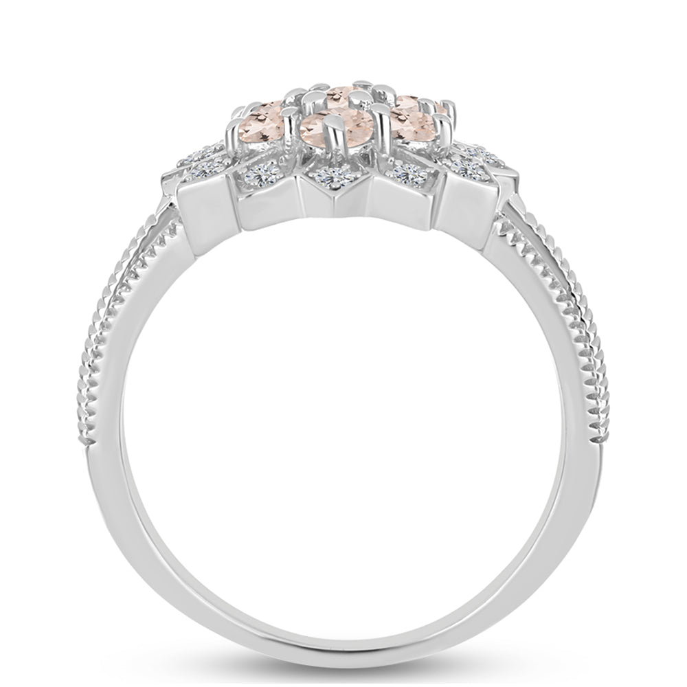 Inel din Argint 925 ( 3.67 grame ) cu Morganit Gozareh și Topaz Alb 0.93 Carate