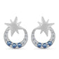 Cercei din Argint 925 ( 1.75 grame ) cu Moissanite Albastru Oceanic și Topaz Alb 0.26 Carate