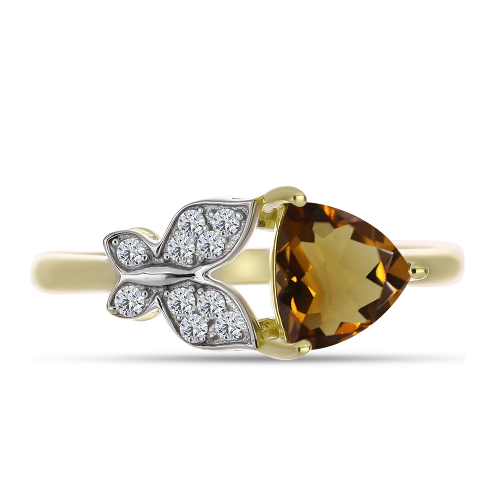 Inel din Argint 925 Placat cu Aur ( 2.55 grame ) cu Cuarț Coniac și Topaz Alb 1.21 Carate 1 