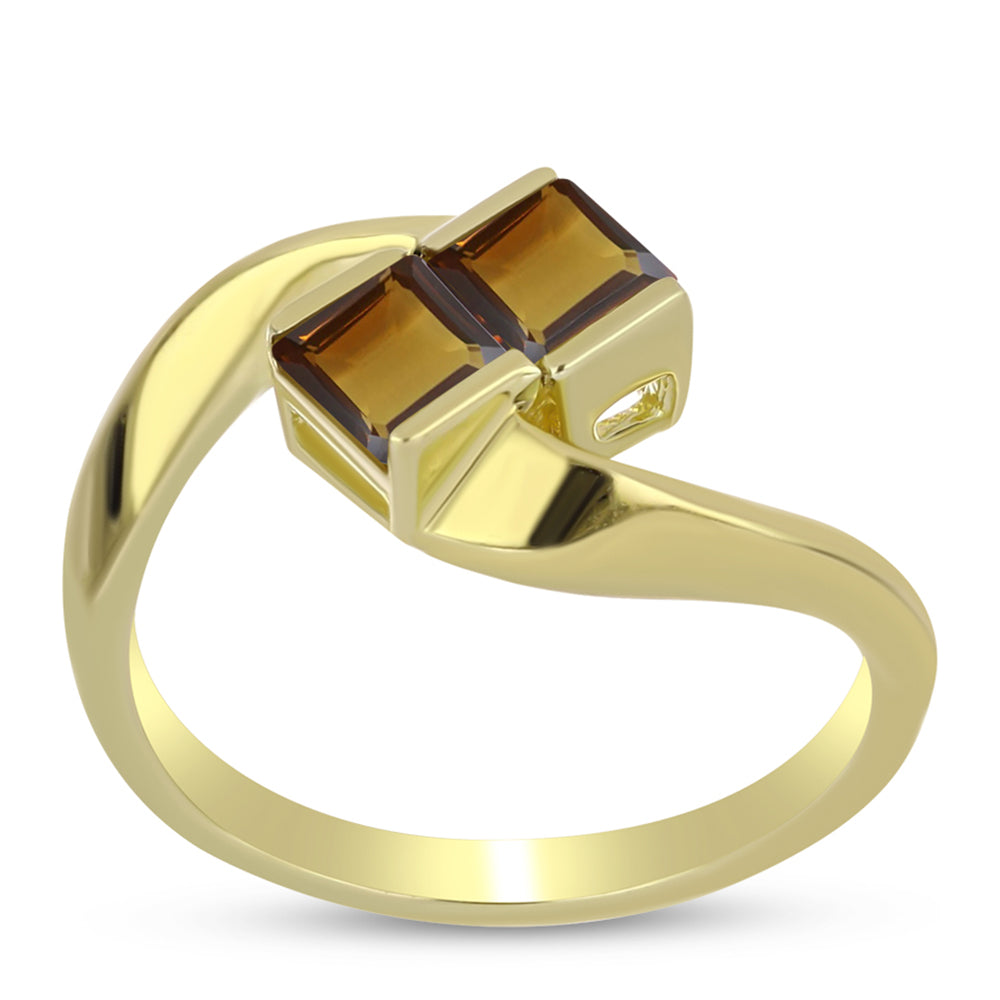 Inel din Argint 925 Placat cu Aur ( 2.84 grame ) cu Cuarț Coniac 0.64 Carate