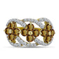Inel din Argint 925 Placat cu Aur ( 3.74 grame ) cu Cuarț Coniac și Topaz Alb 1.82 Carate
