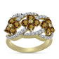 Inel din Argint 925 Placat cu Aur ( 3.74 grame ) cu Cuarț Coniac și Topaz Alb 1.82 Carate