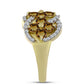 Inel din Argint 925 Placat cu Aur ( 3.74 grame ) cu Cuarț Coniac și Topaz Alb 1.82 Carate