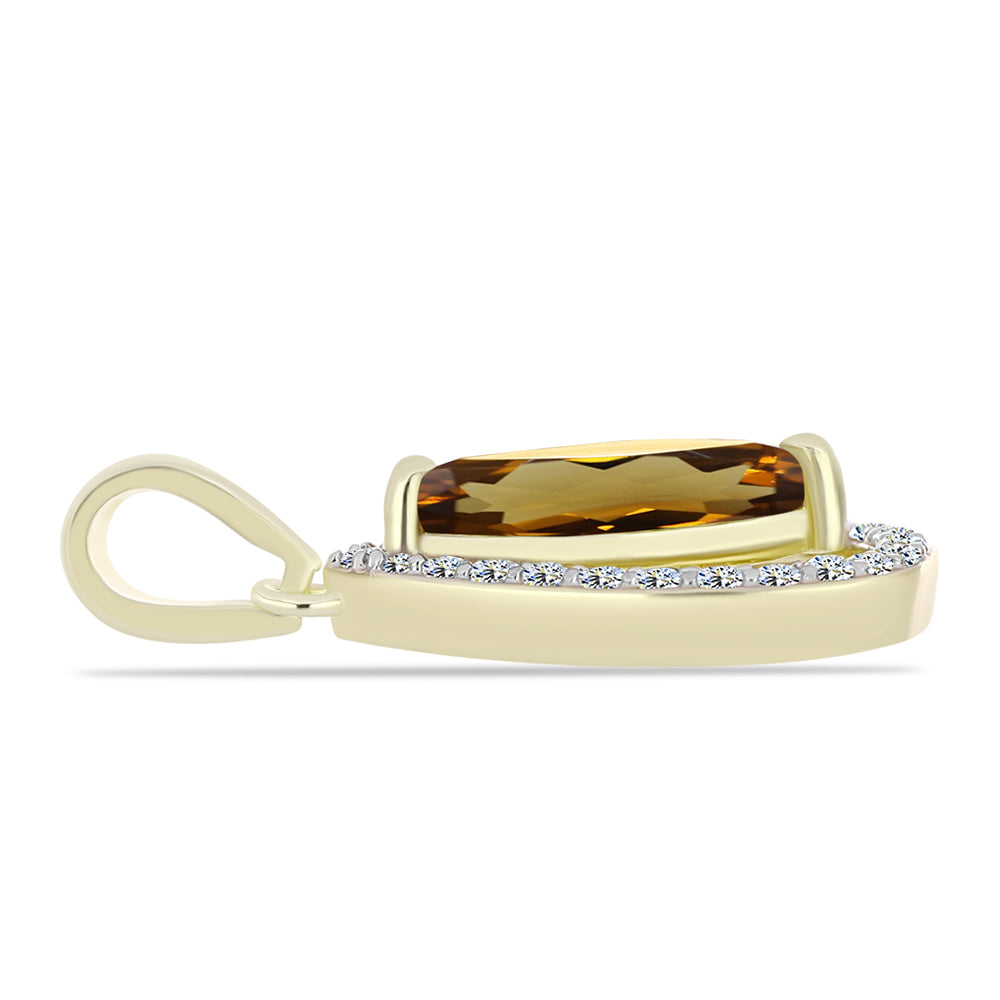 Pandantiv din Argint 925 Placat cu Aur ( 1.27 grame ) cu Cuarț Coniac și Topaz Alb 1.2 Carate 2 