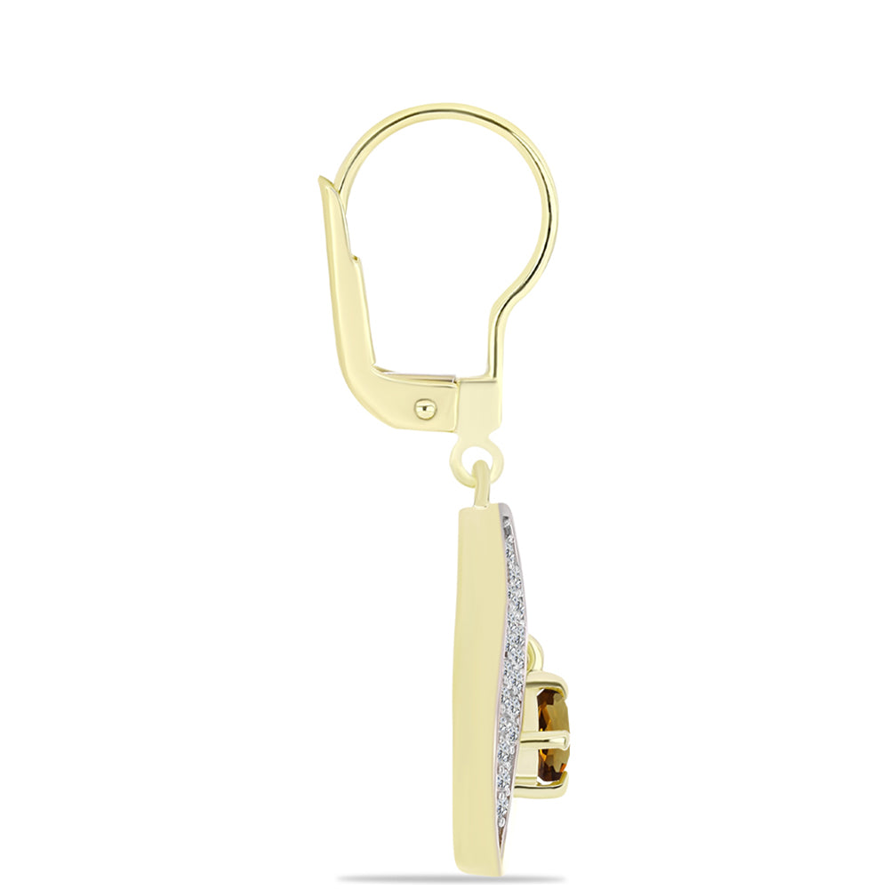 Cercei din Argint 925 Placat cu Aur ( 3.56 grame ) cu Cuarț Coniac și Topaz Alb 0.94 Carate 2 