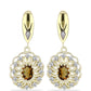 Cercei din Argint 925 Placat cu Aur ( 8 grame ) cu Cuarț Coniac și Topaz Alb 1.88 Carate
