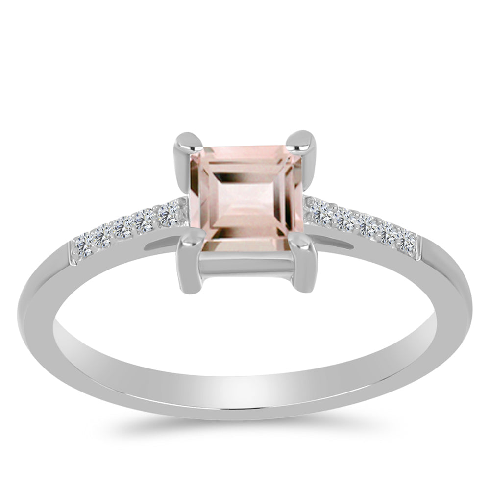 Inel din Argint 925 ( 1.97 grame ) cu Morganit Gozareh și Topaz Alb 0.65 Carate