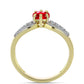 Inel din Argint 925 Placat cu Aur ( 3.03 grame ) cu Agat Roșu și Topaz Alb 1.56 Carate