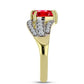 Inel din Argint 925 Placat cu Aur ( 3.03 grame ) cu Agat Roșu și Topaz Alb 1.56 Carate