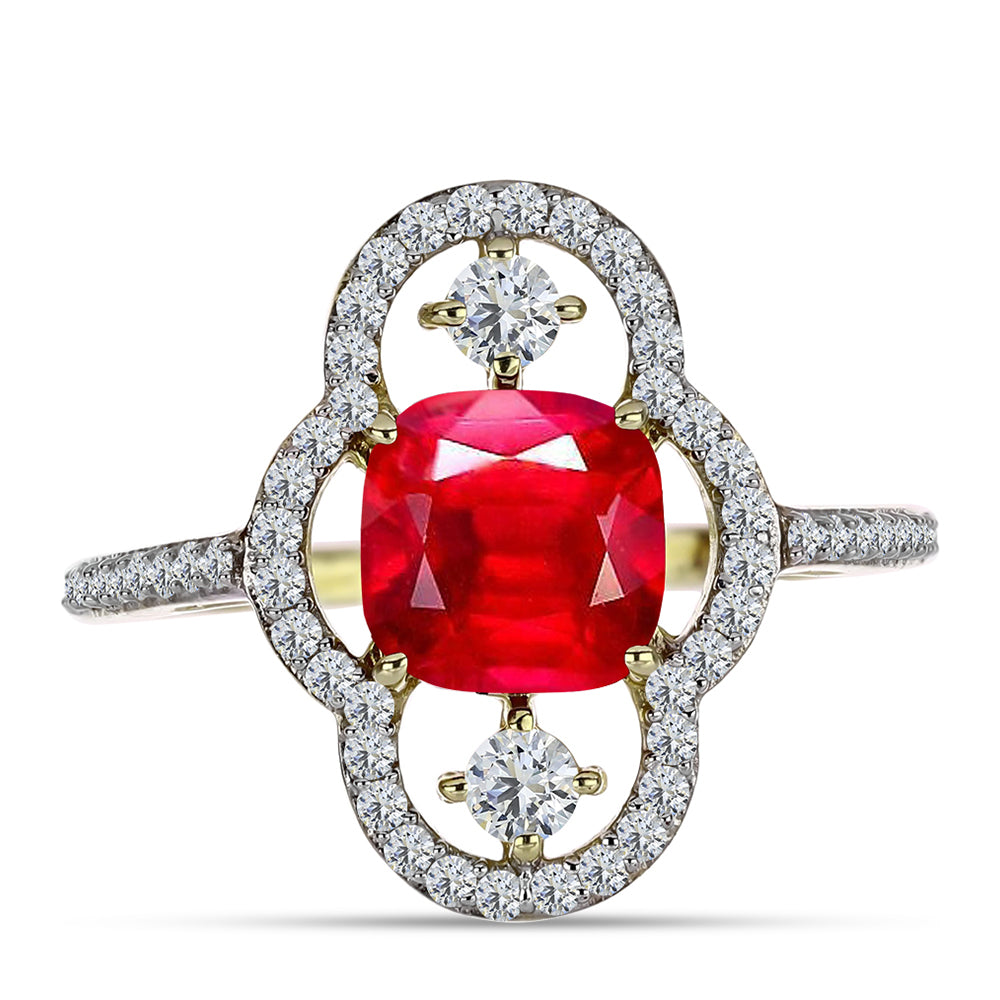 Inel din Argint 925 Placat cu Aur ( 3.02 grame ) cu Agat Roșu și Topaz Alb 2.6 Carate 1 