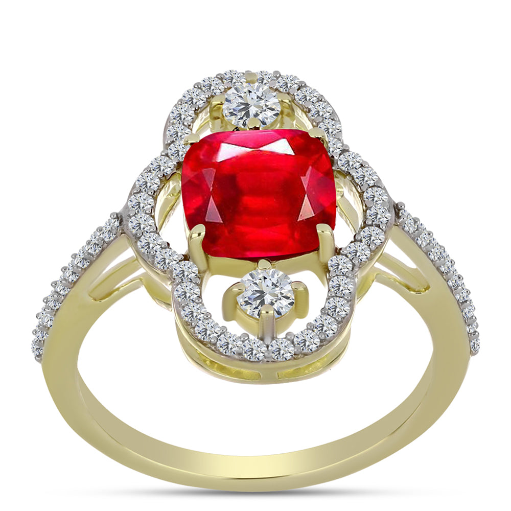 Inel din Argint 925 Placat cu Aur ( 3.02 grame ) cu Agat Roșu și Topaz Alb 2.6 Carate