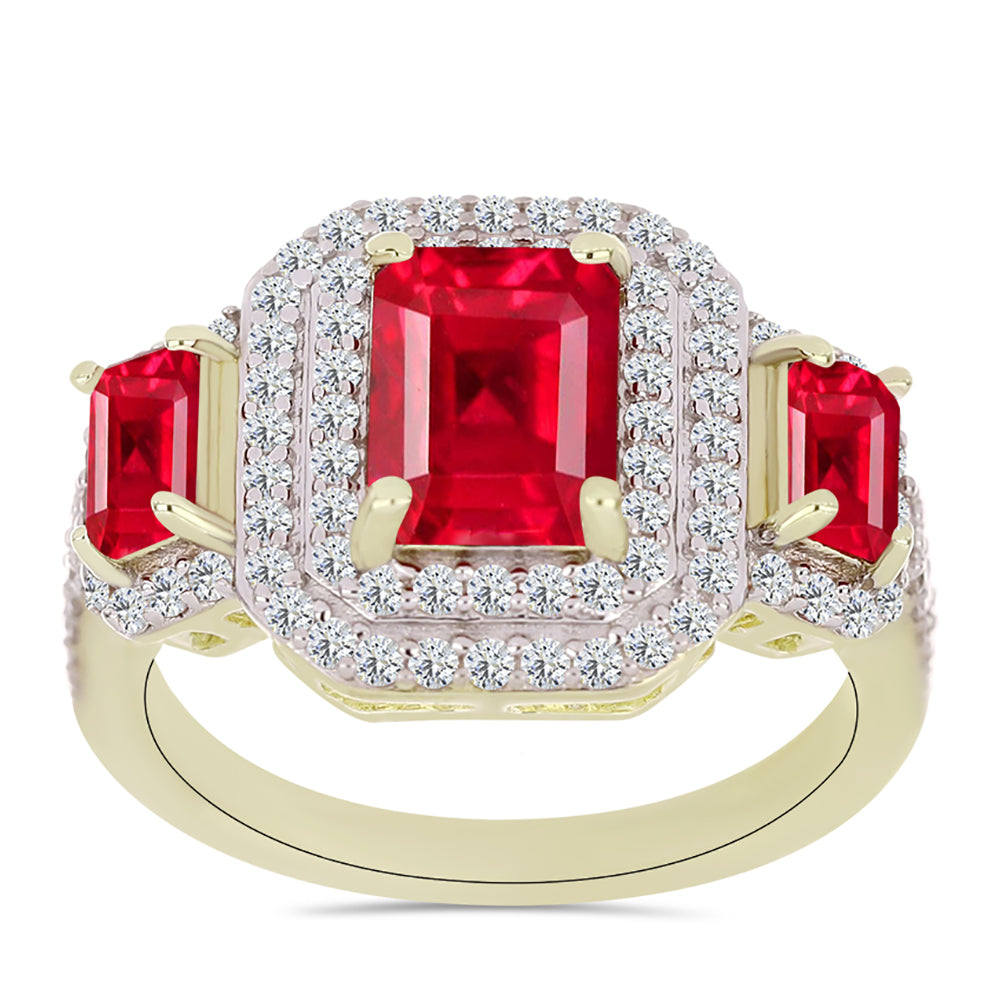 Inel din Argint 925 Placat cu Aur ( 4.16 grame ) cu Agat Roșu și Topaz Alb 2.89 Carate