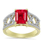 Inel din Argint 925 Placat cu Aur ( 3.54 grame ) cu Agat Roșu și Topaz Alb 2.63 Carate