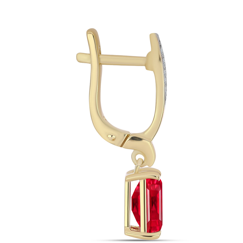 Cercei din Argint 925 Placat cu Aur ( 4.03 grame ) cu Agat Roșu și Topaz Alb 4.2 Carate 2 