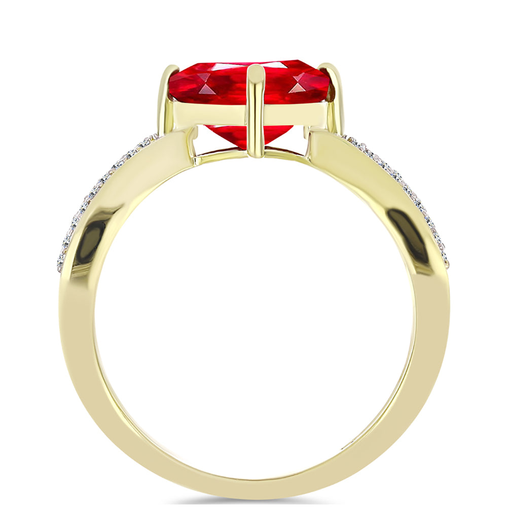 Inel din Argint 925 Placat cu Aur ( 3.86 grame ) cu Agat Roșu și Topaz Alb 2.96 Carate