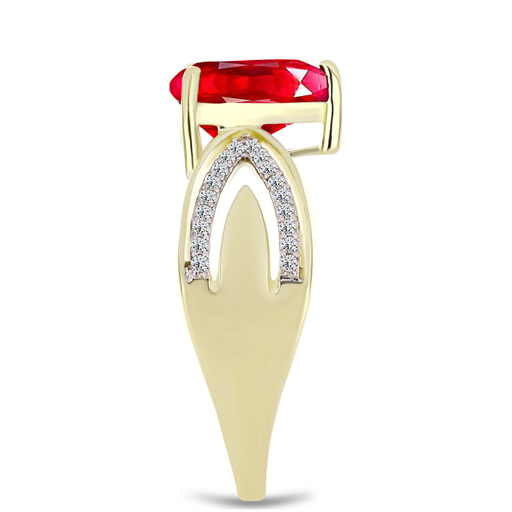 Inel din Argint 925 Placat cu Aur ( 3.86 grame ) cu Agat Roșu și Topaz Alb 2.96 Carate 4 