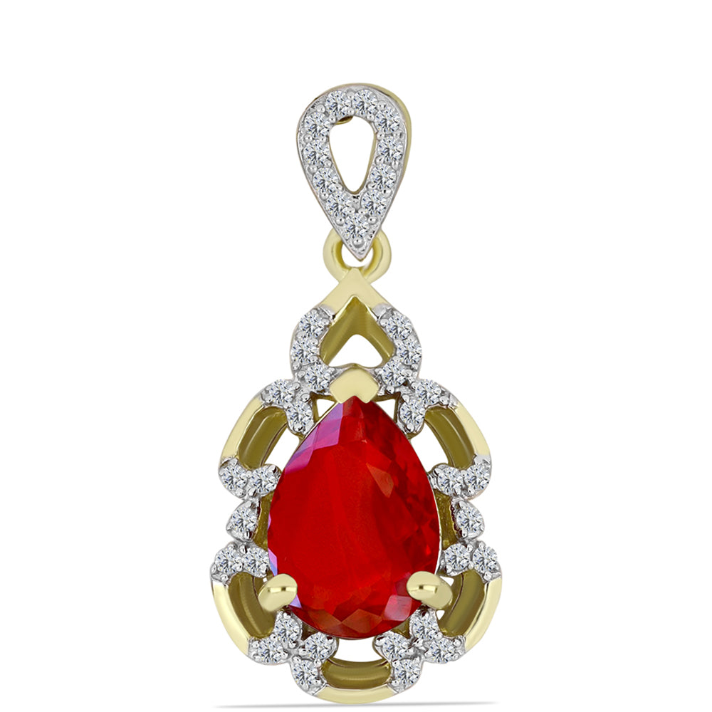 Pandantiv din Argint 925 Placat cu Aur ( 1.49 grame ) cu Agat Roșu și Topaz Alb 2 Carate 1 
