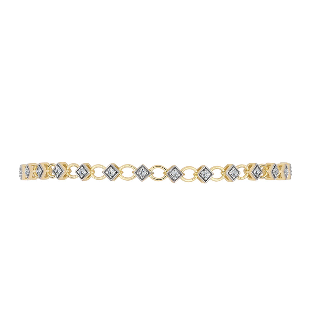 Brățară din Argint 925 Placat cu Aur ( 5.66 grame ) cu Diamant Certificat cultivat în laborator 0.58 Carate 2 