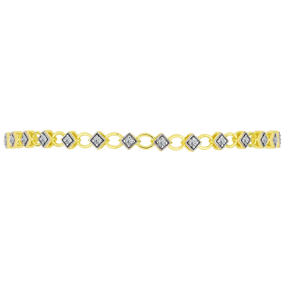 Brățară din Argint 925 Placat cu Aur ( 5.66 grame ) cu Diamant Certificat cultivat în laborator 0.58 Carate 3 