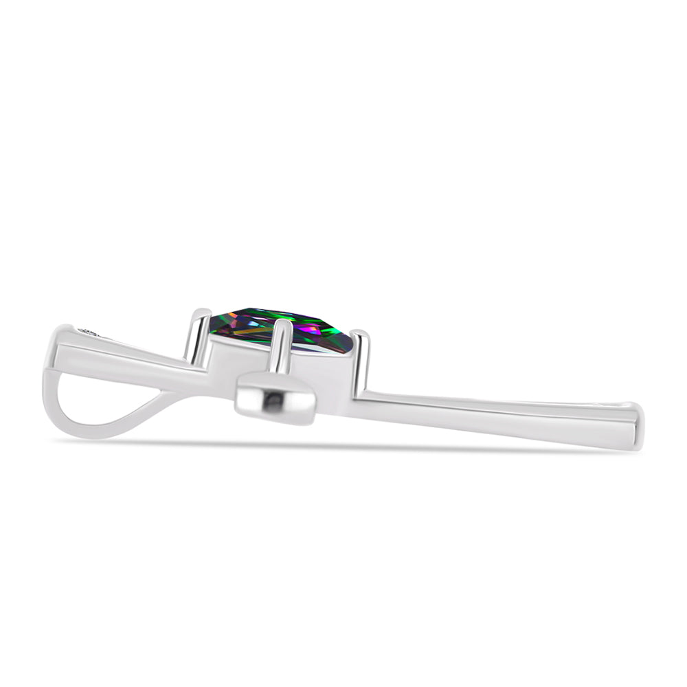 Cruce Pandantiv din Argint 925 ( 3.29 grame ) cu Cuarț Mistic Verde Brazilian și Topaz Alb 1.06 Carate 2 