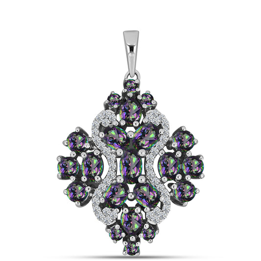 Pandantiv din Argint 925 ( 2.77 grame ) cu Cuarț Mistic Verde Brazilian și Topaz Alb 2.4 Carate