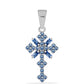Cruce Pandantiv din Argint 925 ( 1.61 grame ) cu Moissanite Albastru Oceanic 0.61 Carate