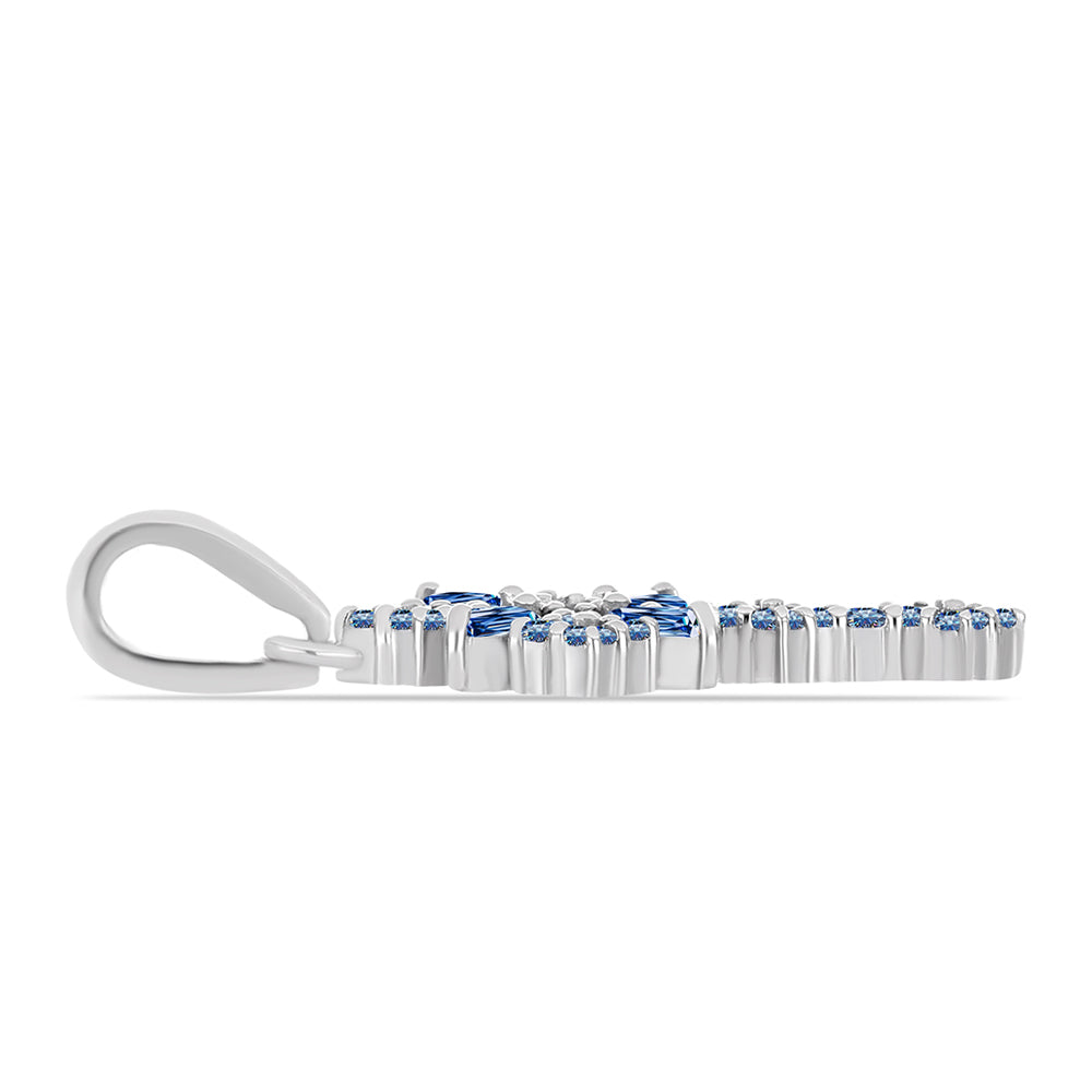 Cruce Pandantiv din Argint 925 ( 1.61 grame ) cu Moissanite Albastru Oceanic 0.61 Carate 2 