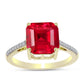 Inel din Argint 925 Placat cu Aur ( 2.82 grame ) cu Agat Roșu și Topaz Alb 3.94 Carate