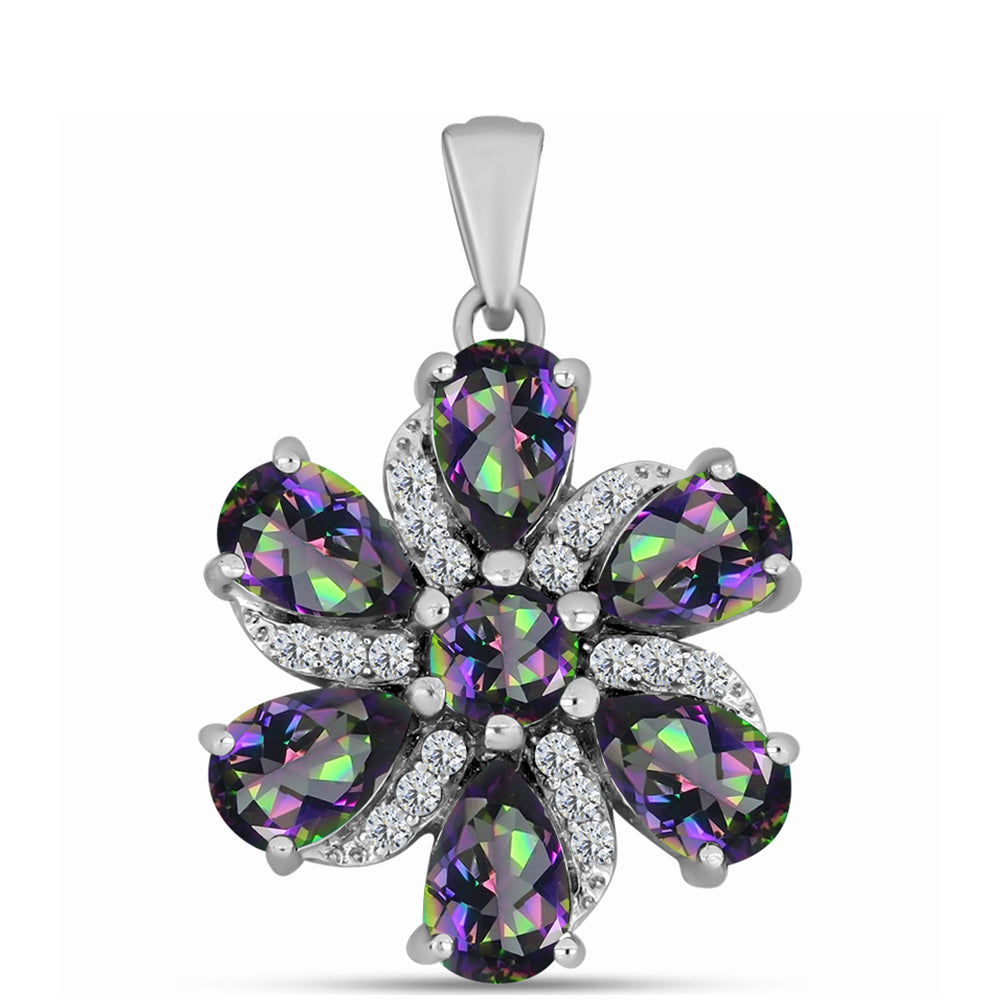 Pandantiv din Argint 925 ( 2.22 grame ) cu Cuarț Mistic Verde Brazilian și Topaz Alb 2.33 Carate
