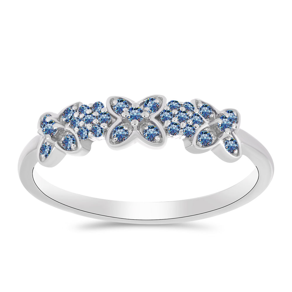 Inel din Argint 925 ( 2.03 grame ) cu Moissanite Albastru Oceanic 0.26 Carate 3 